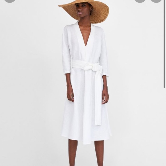 Zara | Dresses | Zara Midi Linen White Shirt Dress Lightweight Summer Cream  | Poshmark